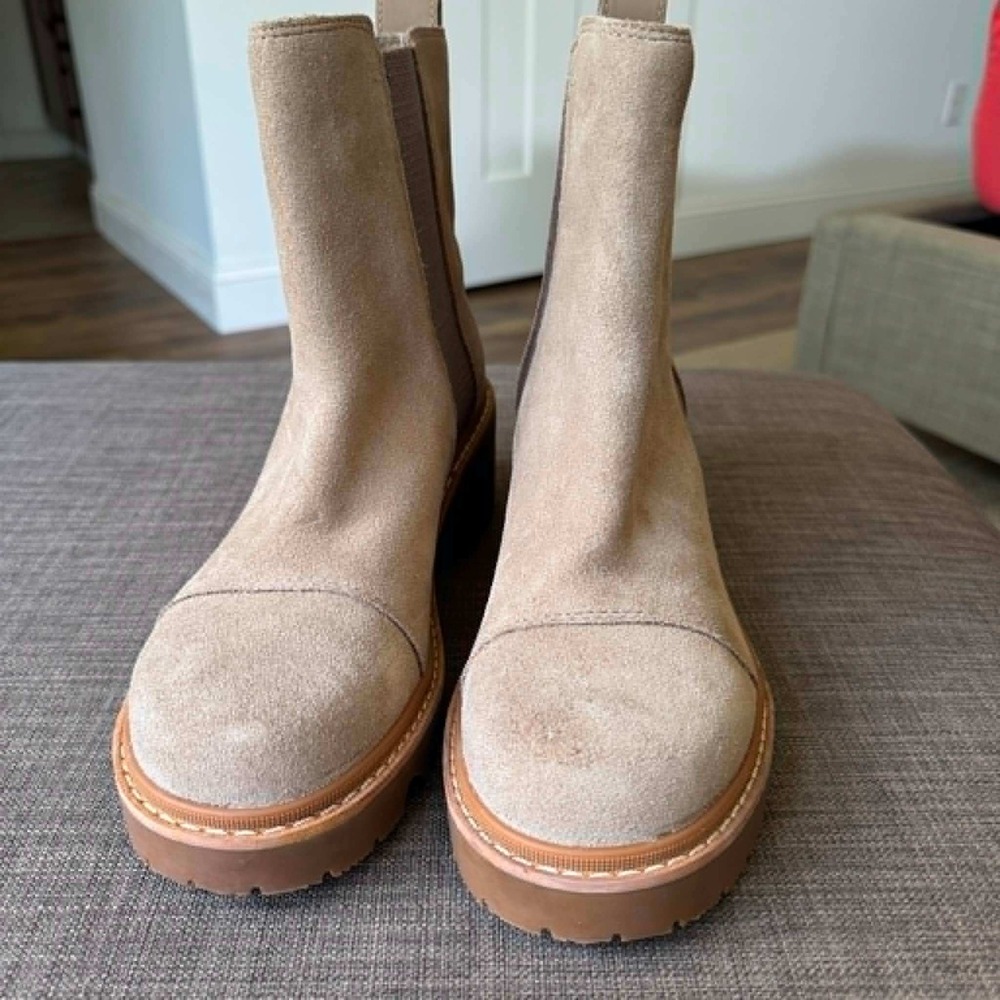 Sorel  Boot Chelsea Waterproof Suede Lug Sole Boots Beige NL5034-364 Womens 10